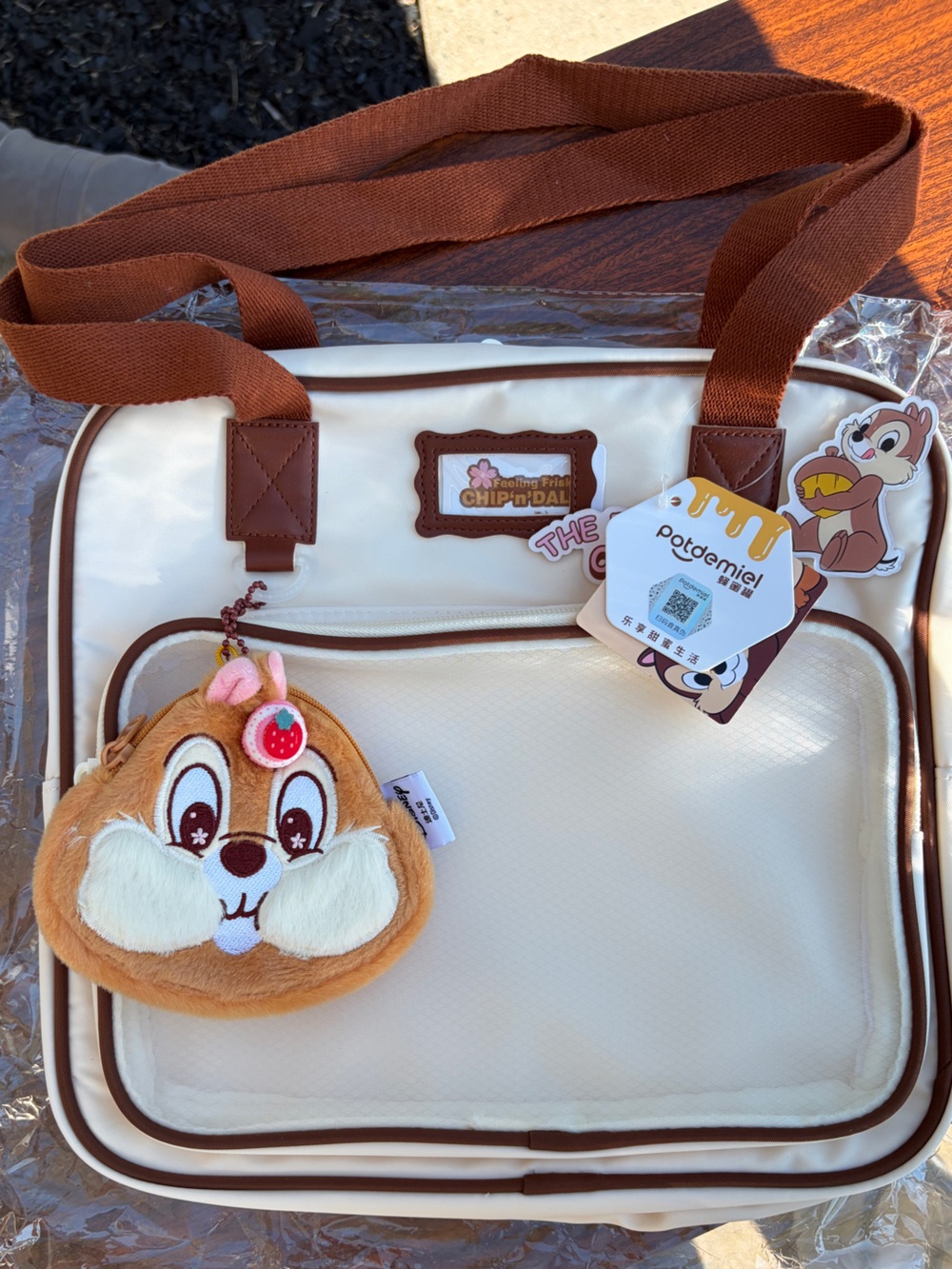 Disney Chip ’n Dale Potdemiel Shoulder Tote Bag Plush Dale Charm NWT